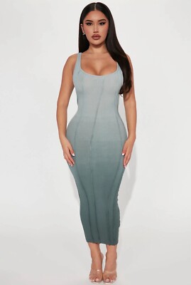 Fashion Nova Tank Dress Talli Tie-Dye- Women's Medium- Green Ombre