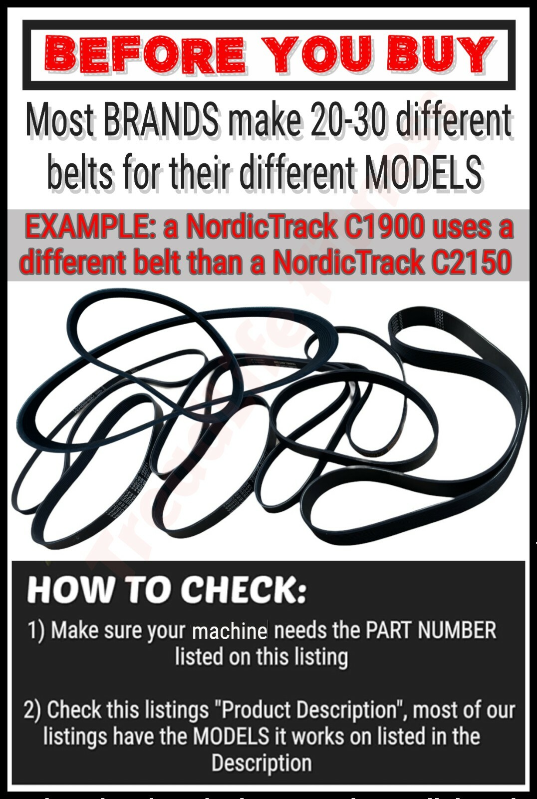 PART # 260687 -Treadmill Drive Belt - Motor Grooved Cable - Proform Nordictrack