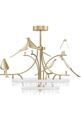 OUQI 24'' Rose-Gold Crystal Chandelier For Dining Room,Luxury Modern Round 
