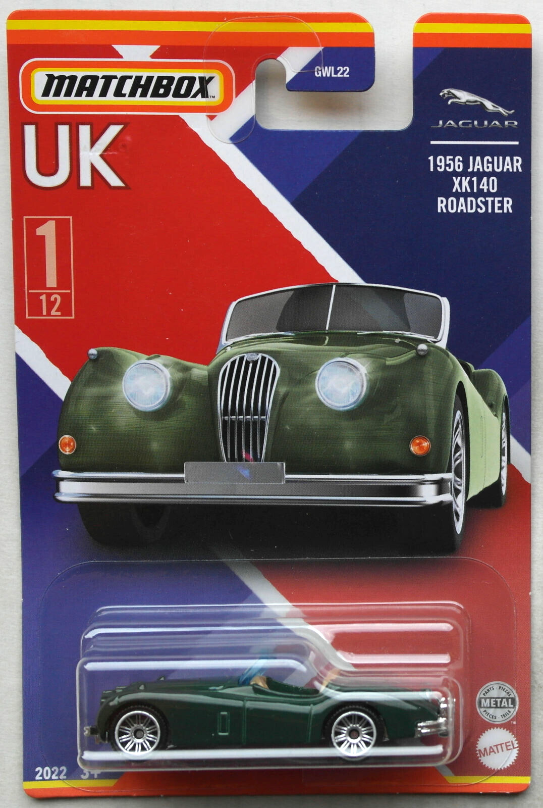 Matchbox Jaguar XK140 Roadster 1956 – Maßstab 1:64, Dunkelgrün, Sammlerauto, Für Kinder Ab 3 Jahren