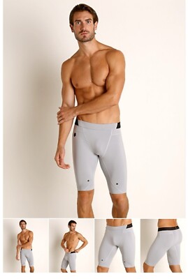 New Large Under Armour UA Rush Compression Recovery Shorts Light Gray 9'' Inseam