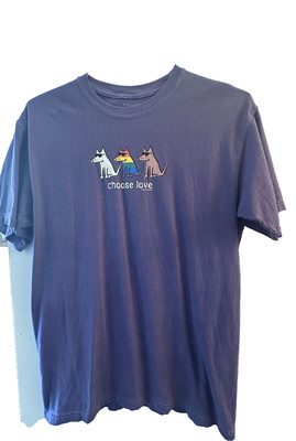 Teddy the Dog Women s  Choose Love   T-Shirt Top Shirt  Size Medium Purple EUC