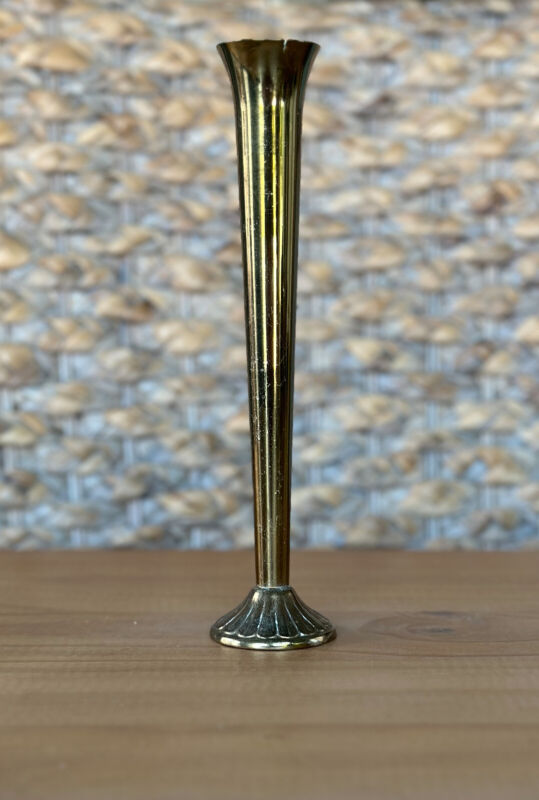 Vintage Silverplate Brass Flower Bud Vase 7.75"