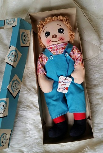 RARE MIB Vtg 1964 Georgene Novelties Cloth GEORGE Raggedy Doll w Clothes WOW!