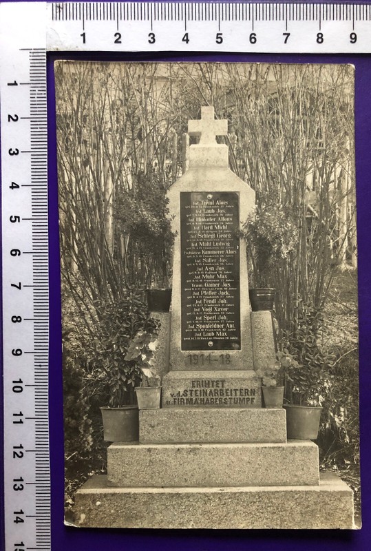 Ww1 Fotokarte Denkmal FÃ¼R Gefallene 1914-18 Errichtet Von Der Firma Haberstumpf