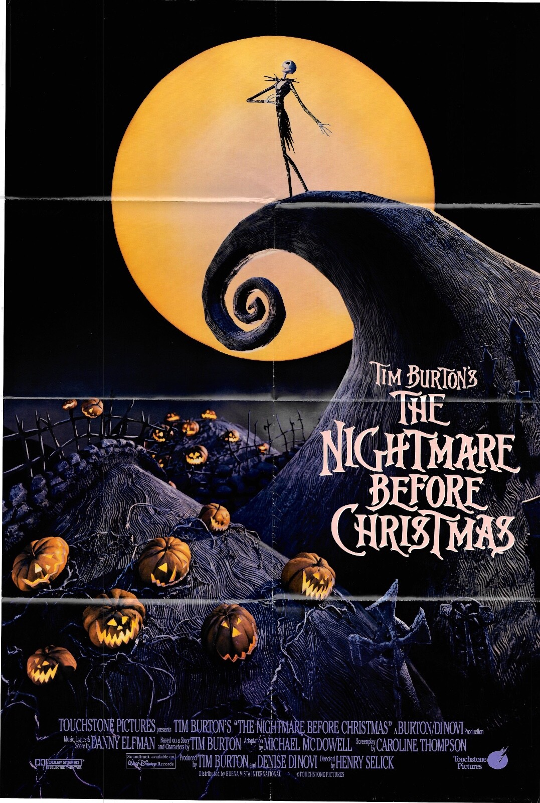 Nightmare before Christmas US OneSheet NM Tim Burton Henry