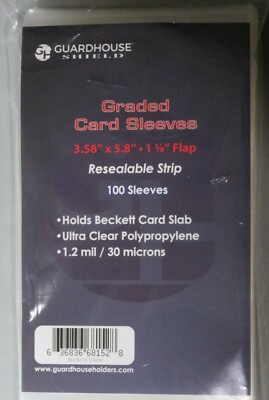 100 Graded Card Sleeve Bags Becket PSA CGC Resealable Guardhouse Ultra Clear