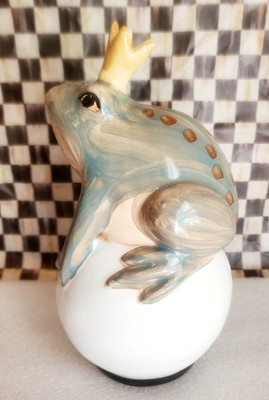 Mackenzie Childs FROG ON A BALL Home / Garden Decor Majolica / Ceramic