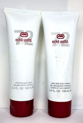 2pc Combo Ecko Unltd 72 AFTER SHAVE BALM & Hair and Body Wash 3.4 oz Each 