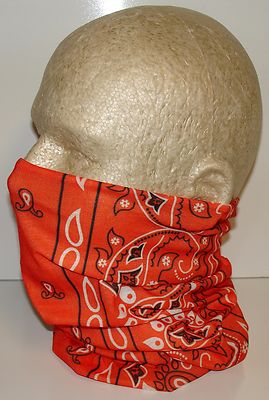 Scarf Face Mask Doo Rag Headwrap Orange Paisley Tubular Multi Function Headwear