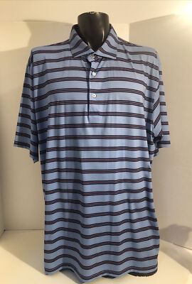 Oliver Ridley Men s Extra Large Blue And Pink Striped Polo Shirt