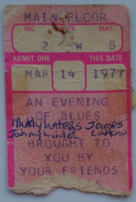 JOHNNY WINTER & MUDDY WATERS RARE CONCERT TICKET LIVE IN 1977 Evening of Blues 