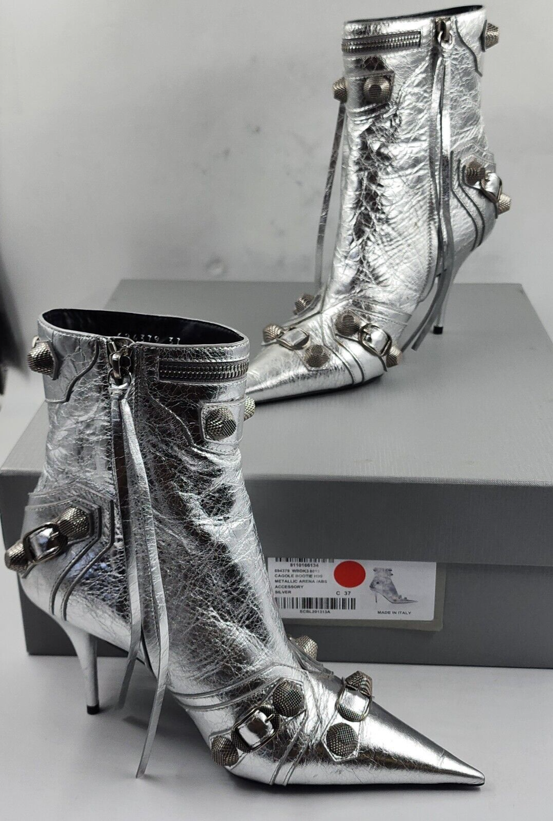 最終値下げ　約30万購入　BALENCIAGA CAGOLE BOOTIE 37 Balenciaga Le Cagole High Heel Booties Women's 7/37 Silver
