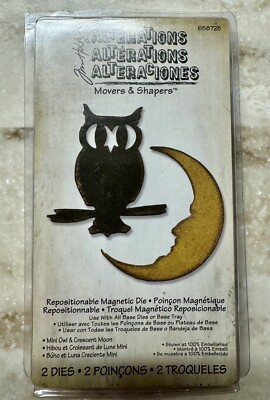Tim Holtz *MINI OWL & CRESCENT MOON* Alterations Sizzix 658725 RARE Halloween