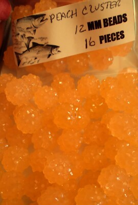 UV Fly Fishing Premium Trout/Salmon/Steelhead Peach cluster beads 12mm 16ct roe
