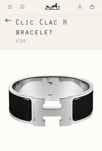 HERMES Bracelet H Logos Clic Clac Bangle Silver Black