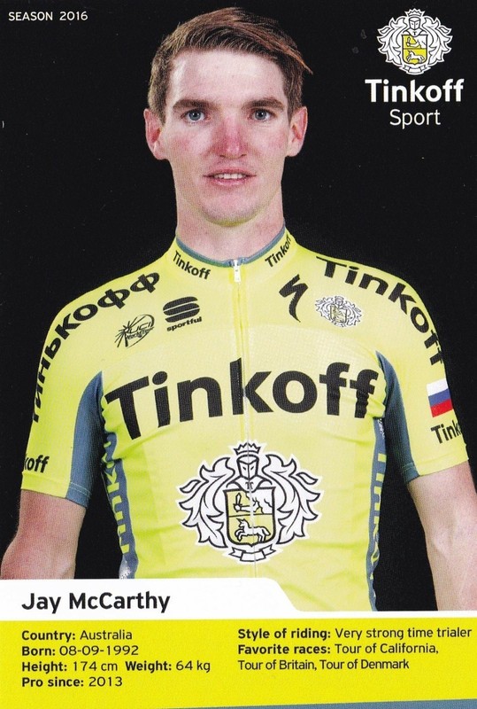 Cyclisme Carte Cycliste Jay Mccarthy éQuipe Tinkoff 2016