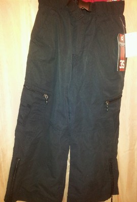 APCO PHYSED SZ SMALLCH BOYS BLACK PANTS PIPE zip offs NWT