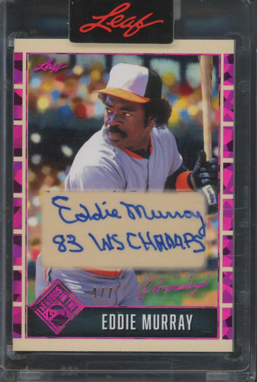 2025 Leaf Seasons On The Sun Personalized Crystal Pink Eddie Murray 4/7 Auto