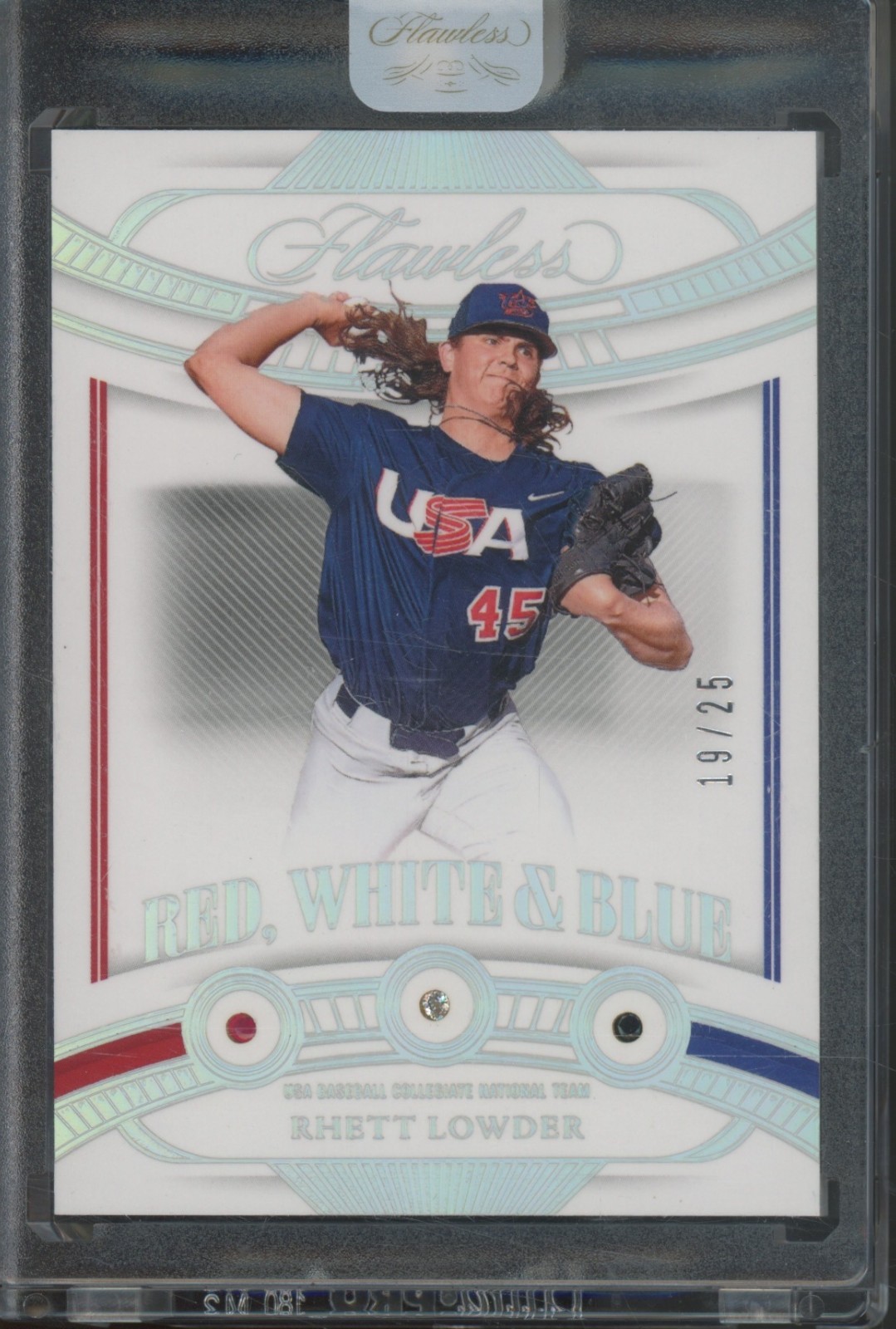 2024 Panini Flawless Red White Blue Diamond Ruby Sapphire #6 Rhett Lowder 19/25