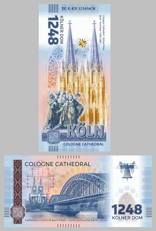 Souvenirschein NouveautÃ© Note 2024 Allemagne - CathÃ©Drale De Cologne Uv