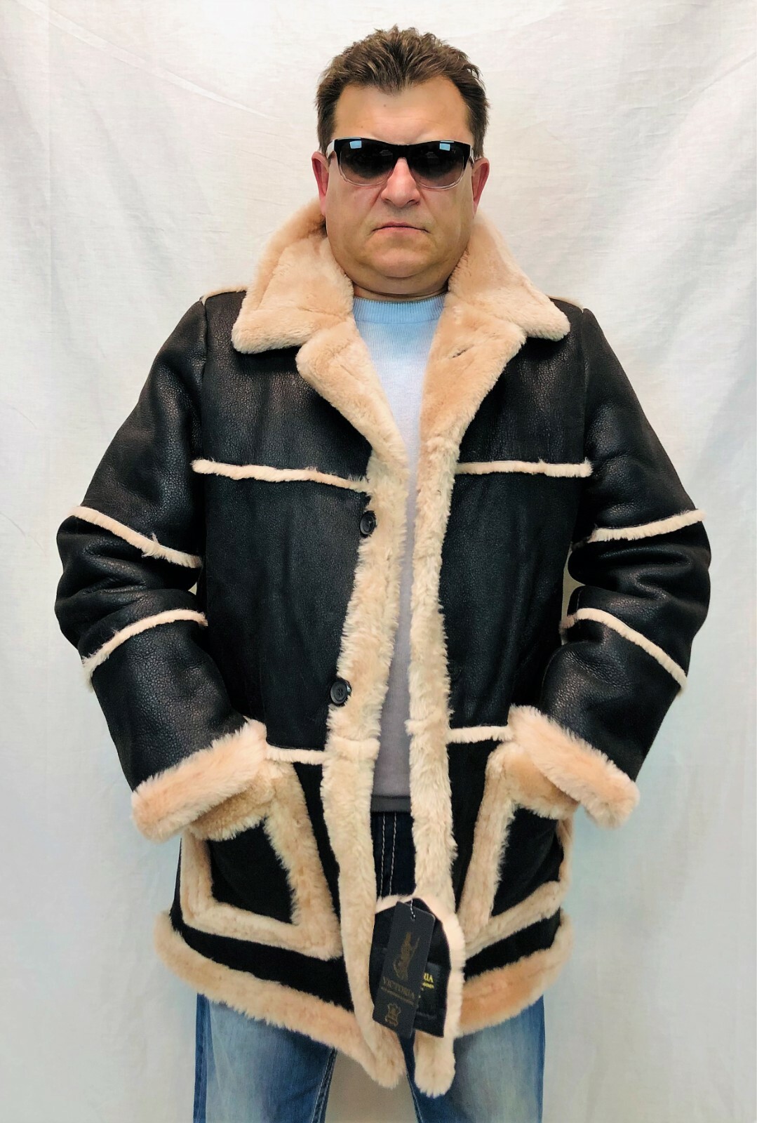 Pre-owned Victoria Brown /beige 100% Sheepskin Shearling Leather Marlboro Trench Coat Jacket Xs-8xl