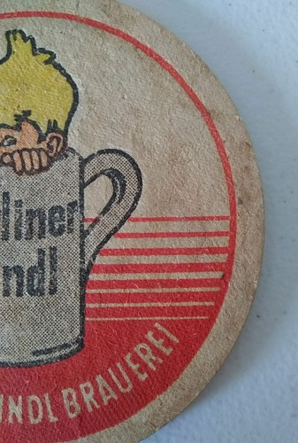 Rare Vintage Berliner Kindl Berlin Germany Beer Coaster Baby Mug Rare Red
