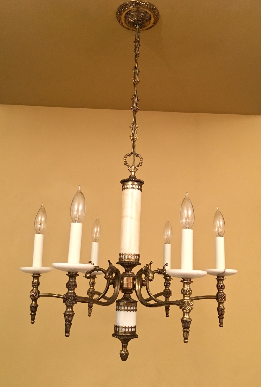 Vintage Lighting unique 1970s marble chandelier by Moe