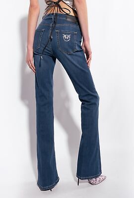 Pre-owned Pinko Woman Jeans A Zampa Denim 14688 In Blue
