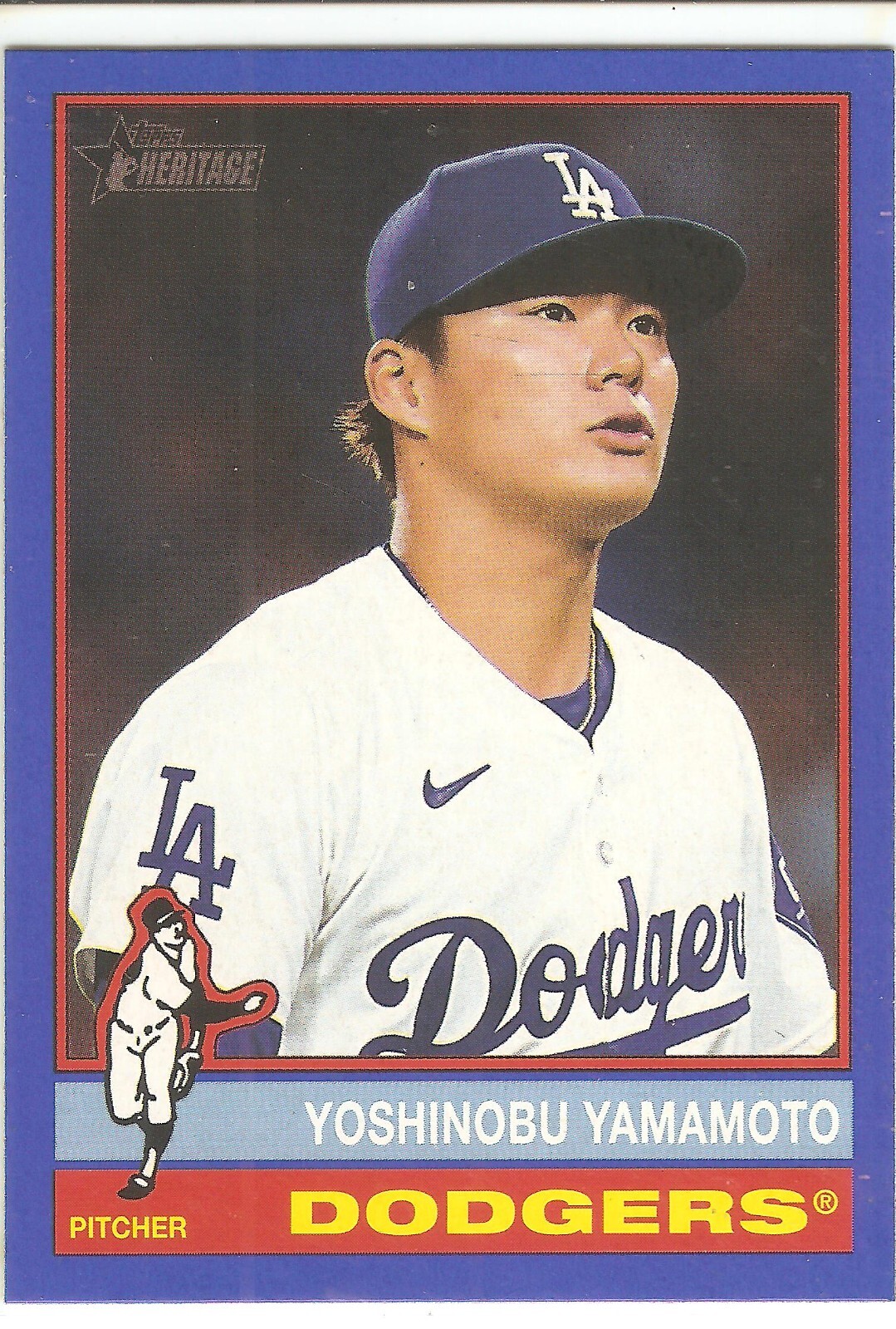 2025 TOPPS HERITAGE YOSHINOBU YAMAMOTO BLUE BORDER BASEBALL