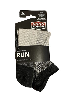 DARN TOUGH 1437 Charcoal No Show RUN Socks Sz M Lightweight Merino Wool NEW
