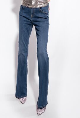 Pre-owned Pinko Woman Jeans A Zampa Denim 14688 In Blue