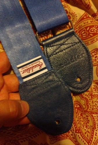 SOULDIER BLUE GUITAR STRAP leather ends free usa ship US MADE XXXX TOUGH