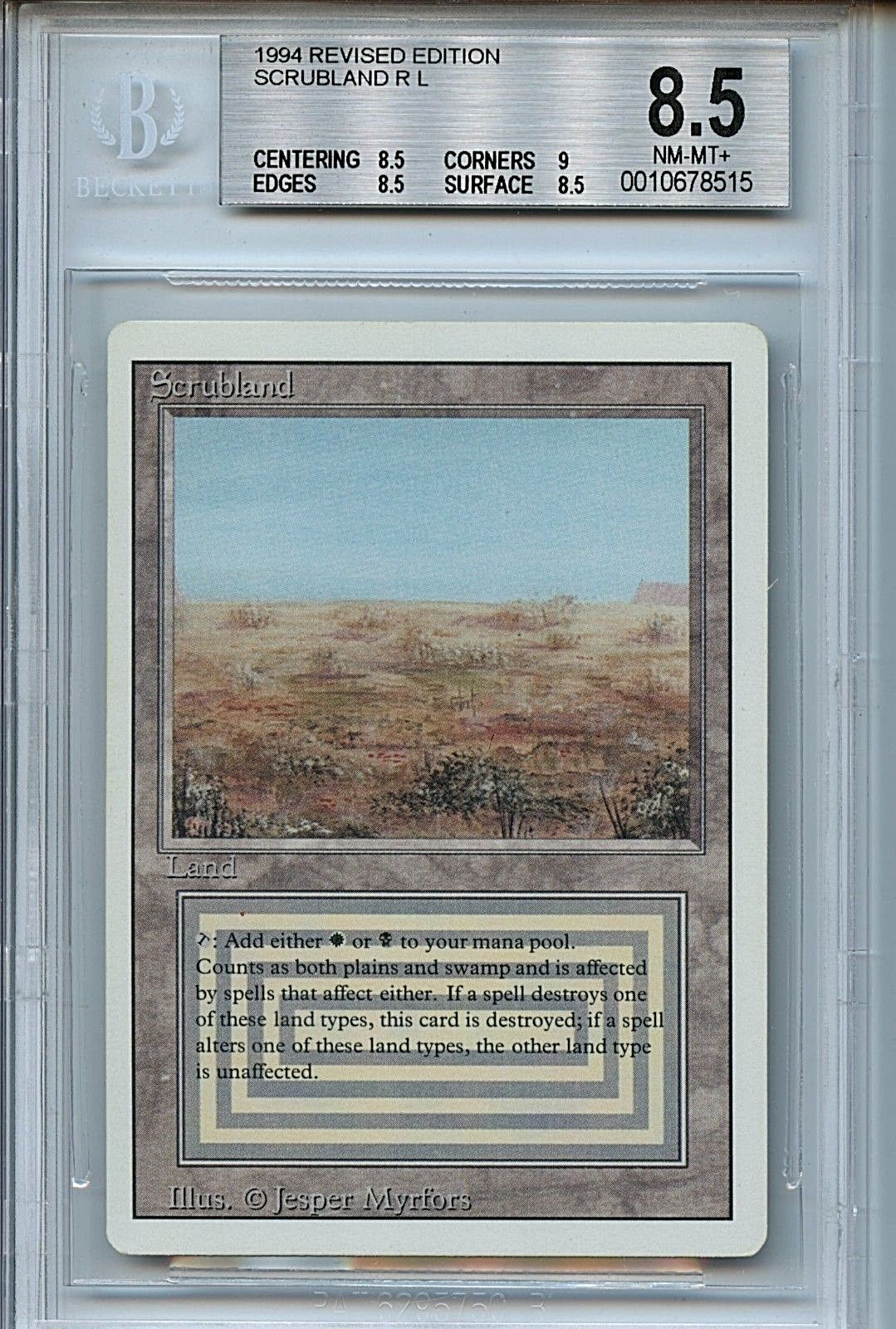 MTG Revised Dual Land Scrubland BGS 8.5 NM-MT+ Magic Card MTG Revised Dual Land Scrubland BGS 8.5 NM-MT+ Magic Card