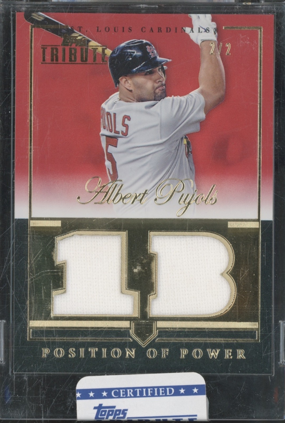 2012 Topps Certified Tribute Gold Position Of Power Albert Pujols 2/2 Jersey