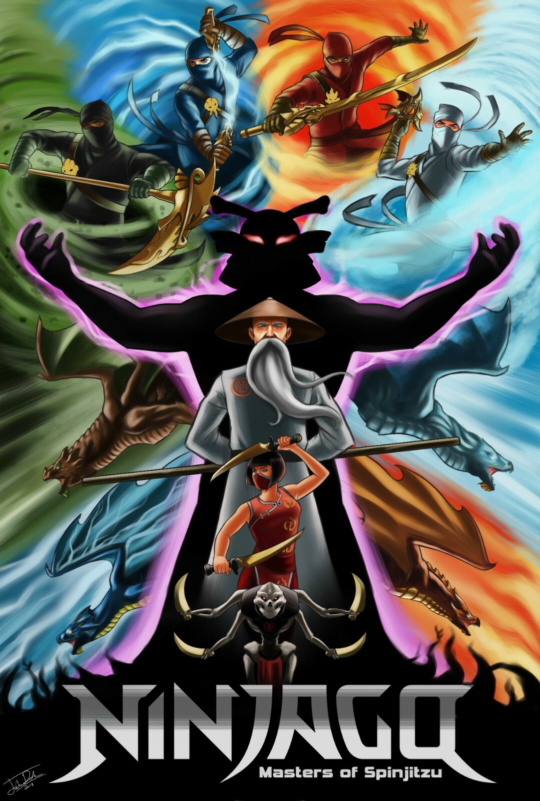 シノビマスター特製A3ポスター Ninjago Masters of Spinjitzu High-Quality 22inx17in Art