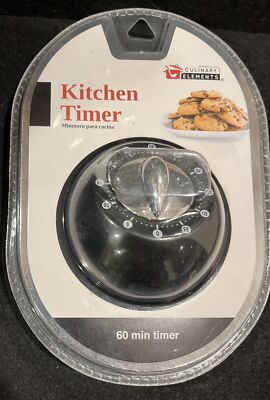 New Black 60 Minute Kitchen Timer by Culinary Elements Free Shipping