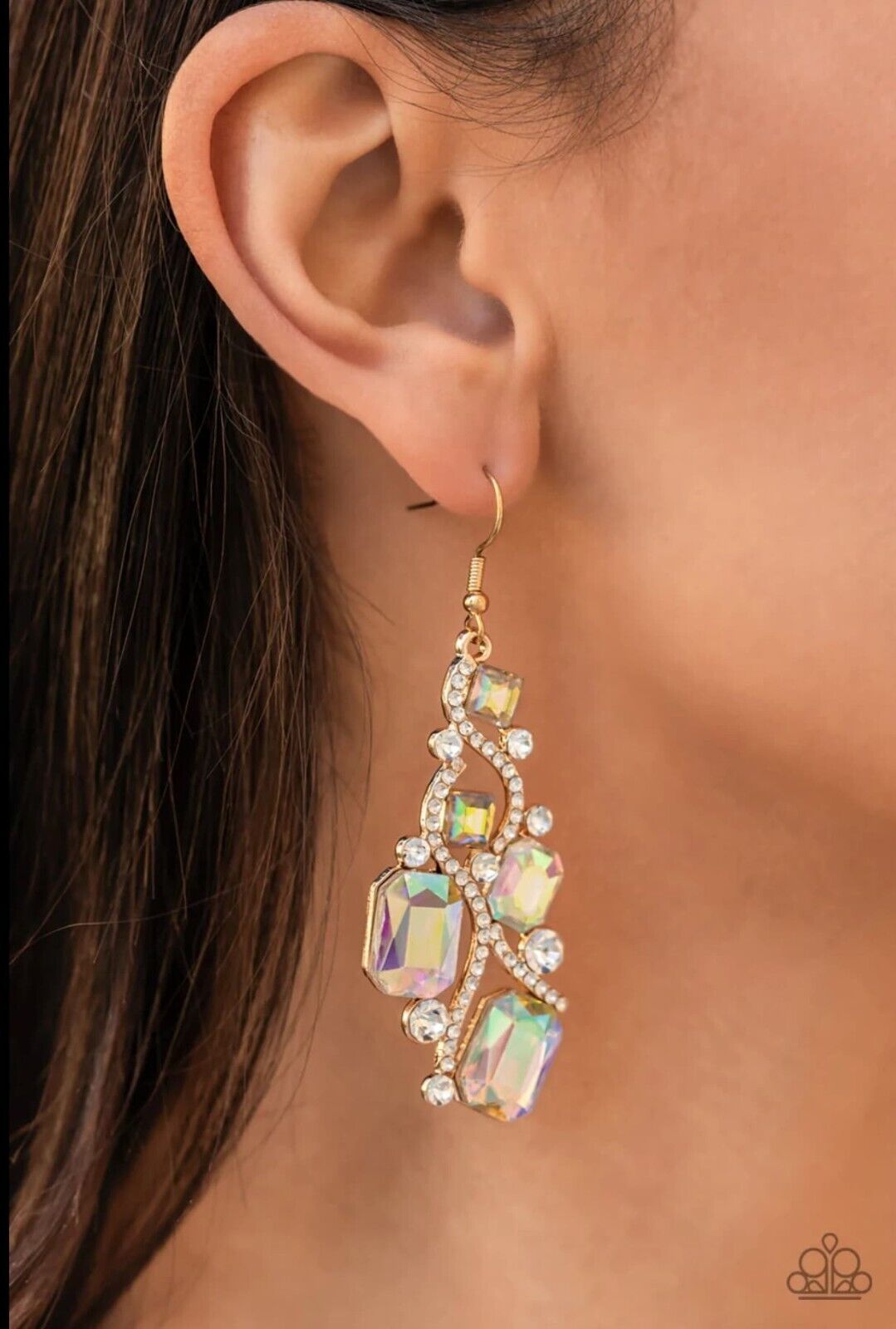 paparazzi earrings interstellar illumination gold iridescent multi rhinestone eBay