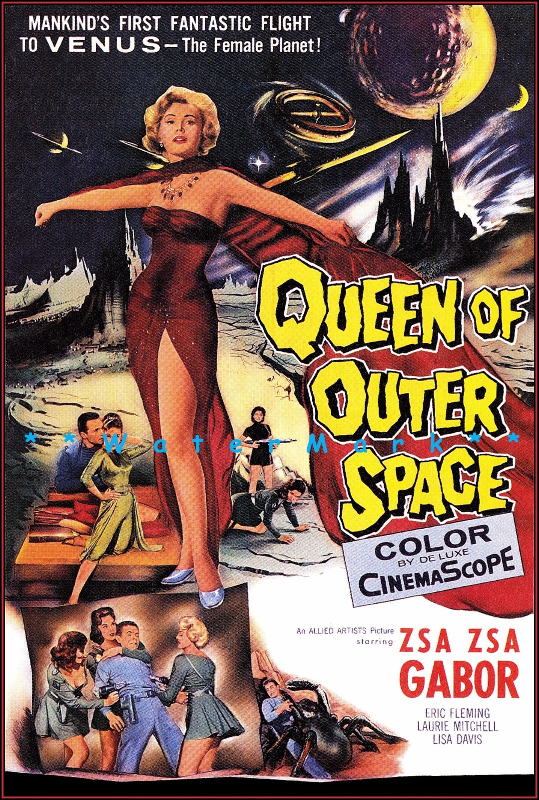 Queen Of Outer Space 1958 Classic Scifi Movie ZsaZsa Gabor Vintage Poster Print