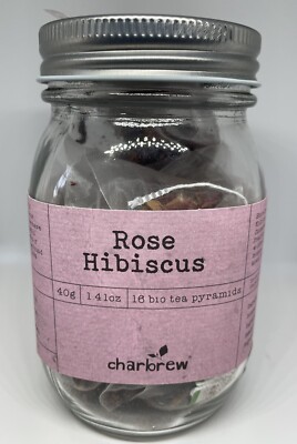 Hibiscus Rose 16 Biodegradables tea bag s pyramids Charbrew 