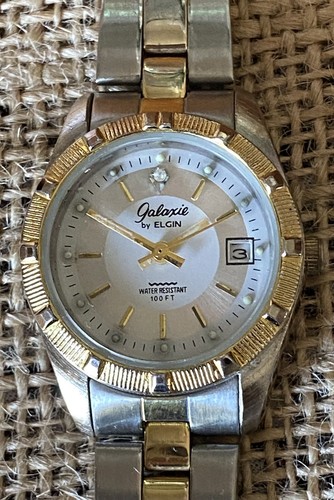 Galaxie by Elgin Silver/Gold Tone Quartz Ladies Watch Date