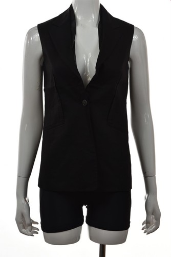 Elie Tahari Womens Jacket Size 0 Black Solid Vest Sleeveless