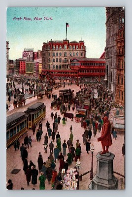 New York City NY, Park Row, Antique, Vintage Postcard