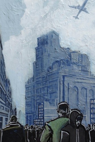 15      1/16    Inch   x   9      3/16   Inch Cityscape Painting by A. Avila 