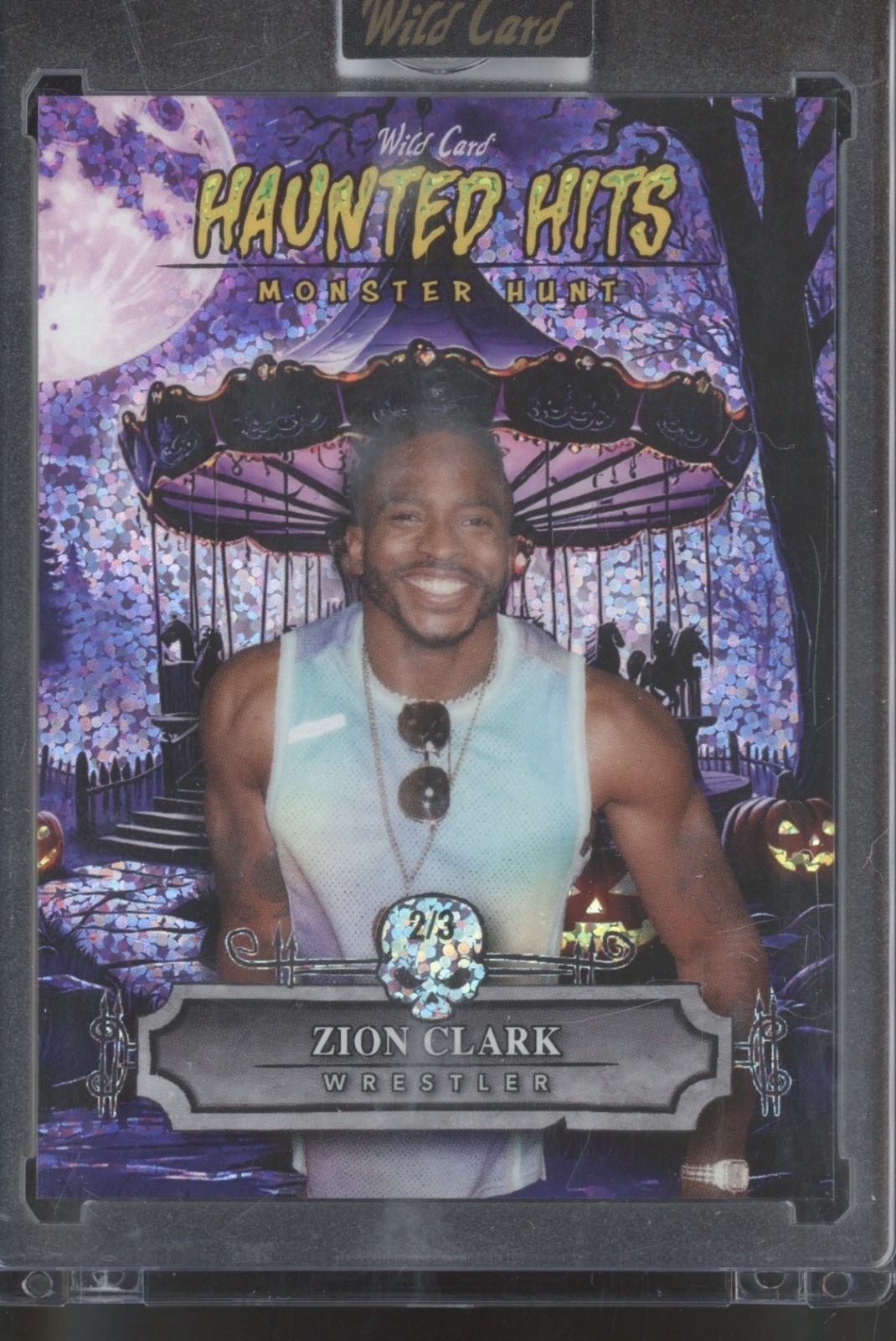 2025 Wild Card Monster Hunt Haunted Hits Purple Sparkle Zion Clark 2/3