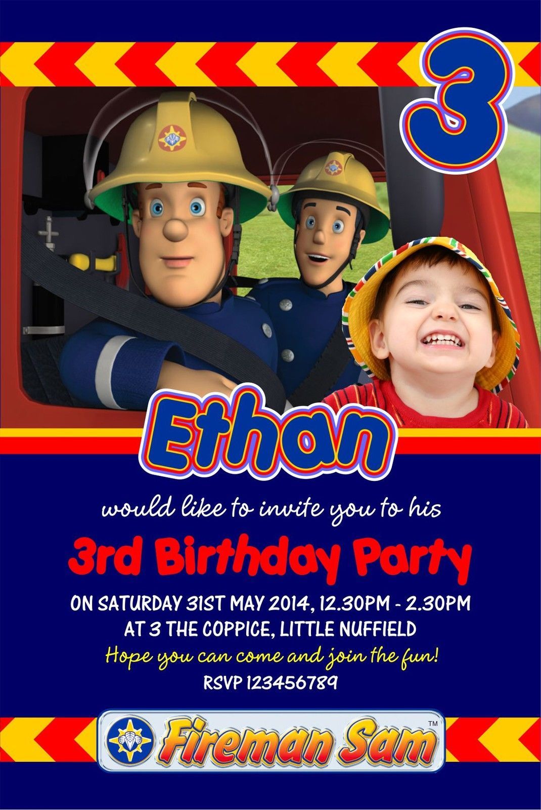 Birthday, Child Fireman Sam Cards & Invitations for Celebrations & Occasions