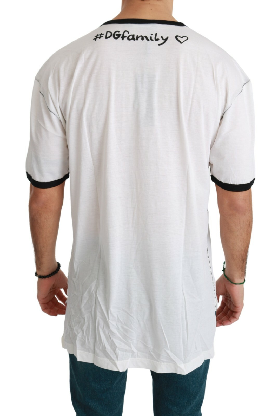 Pre-owned Dolce & Gabbana T-shirt Cotton White Men Print Dgfamily It44/ Us34/ Xs Rrp $750