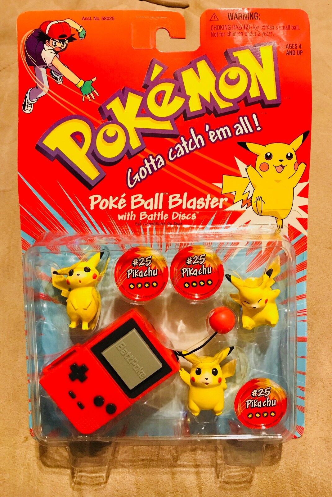 POKEMON Poke BALL BLASTER with battle discsTHREE PIKACHU #25 POKEMON Poke BALL BLASTER with battle discsTHREE PIKACHU #25