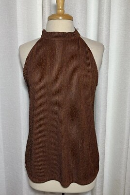 New Ann Taylor Factory Mock Neck Lg  Halter Blouse Top, Sleeveless Rust NWT!