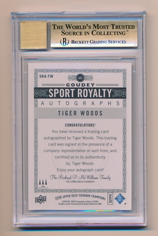 Tiger Woods 2018 UD Goodwin Champions Goudey Sport Royalty Auto BGS 9.5 10 Rare